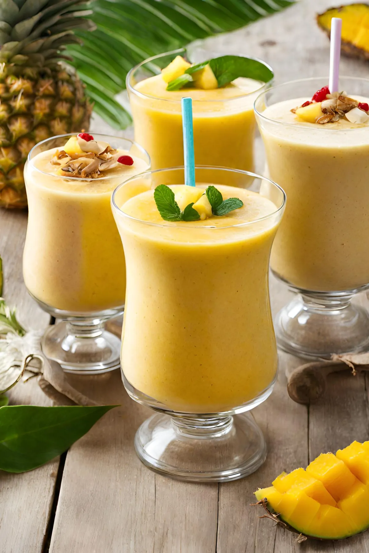 Exotic Smoothies with Mango and Pineapple