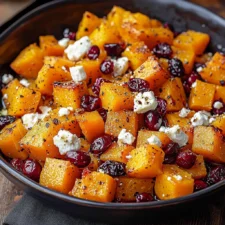 Roasted Butternut Squash with Cranberries and Feta