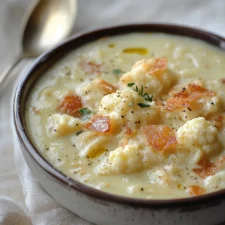 Creamy Cheddar Cauliflower &amp; Roasted Garlic Soup Recipe-image