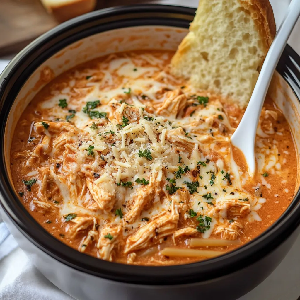 Crock Pot Creamy Chicken Parmesan Soup