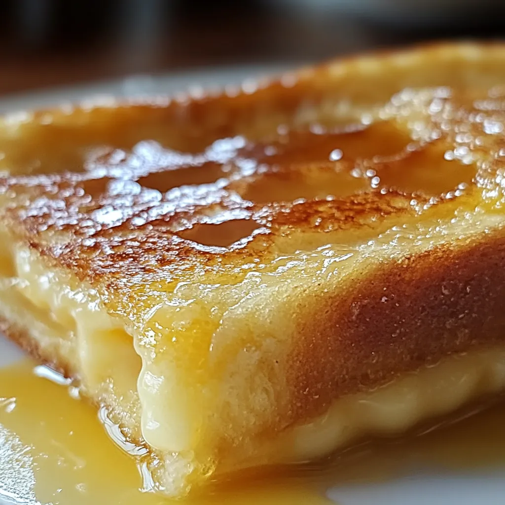 Overnight Crème Brûlée French Toast in a baking dish with golden caramelized topping, garnished with fresh berries.