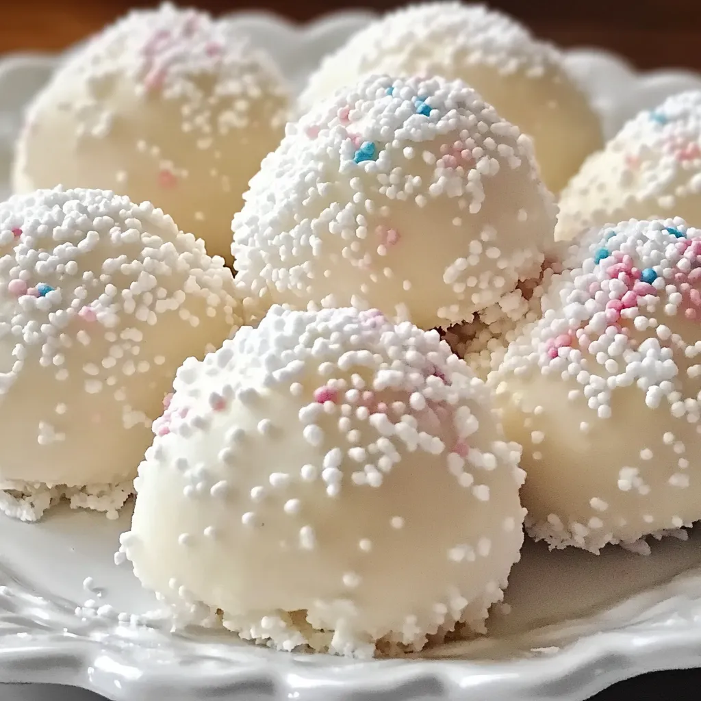 Sweetened Condensed Milk Snowball Cookies dusted with powdered sugar on a festive holiday platter.