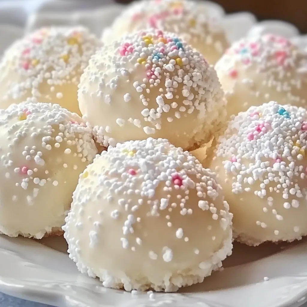 Sweetened Condensed Milk Snowball Cookies dusted with powdered sugar on a festive holiday platter.