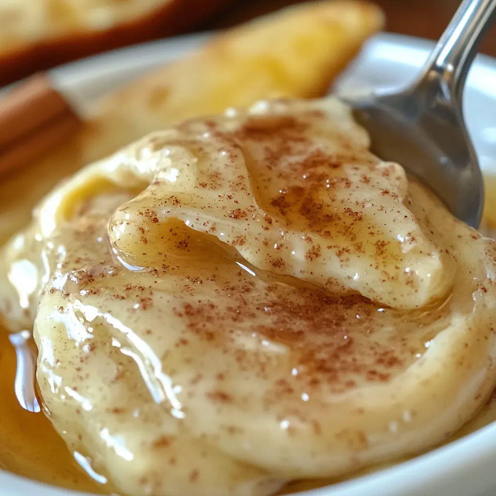 A dish of whipped cinnamon honey butter next to freshly baked rolls.