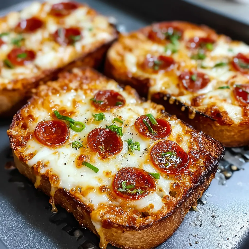 Air fryer Texas toast pizza topped with melted mozzarella, pepperoni, and fresh basil