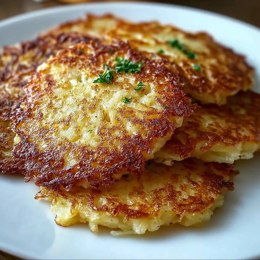 Golden crispy German Potato Pancakes served with sour cream and applesauce