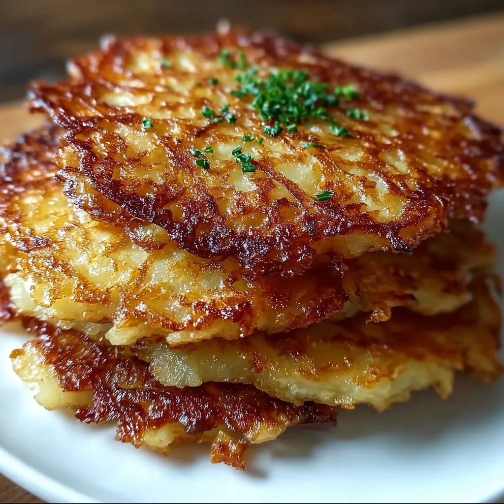 Golden crispy German Potato Pancakes served with sour cream and applesauce