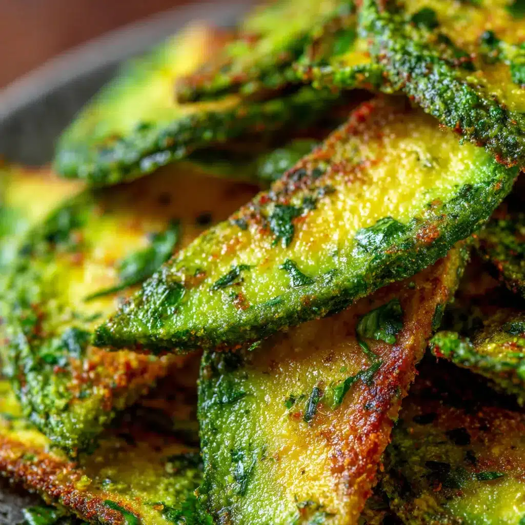 Crispy baked avocado chips on parchment paper – a keto-friendly snack made with cheese and spices.