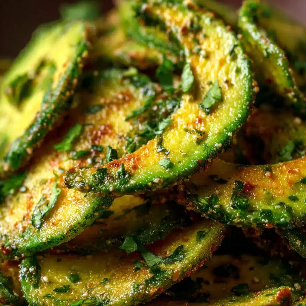 Crispy baked avocado chips on parchment paper – a keto-friendly snack made with cheese and spices.