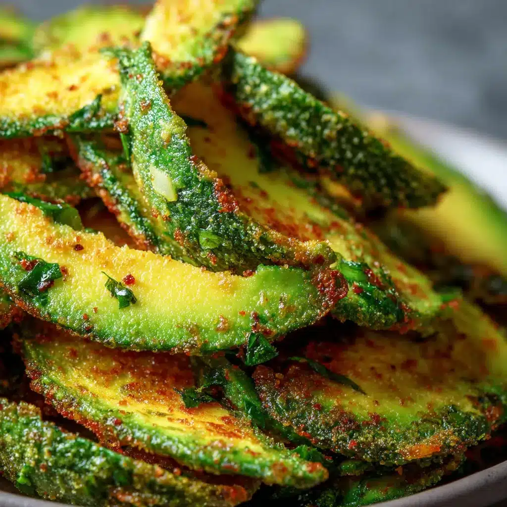 Crispy baked avocado chips on parchment paper – a keto-friendly snack made with cheese and spices.