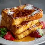 Crème Brûlée French Toast with caramelized sugar topping on a plate