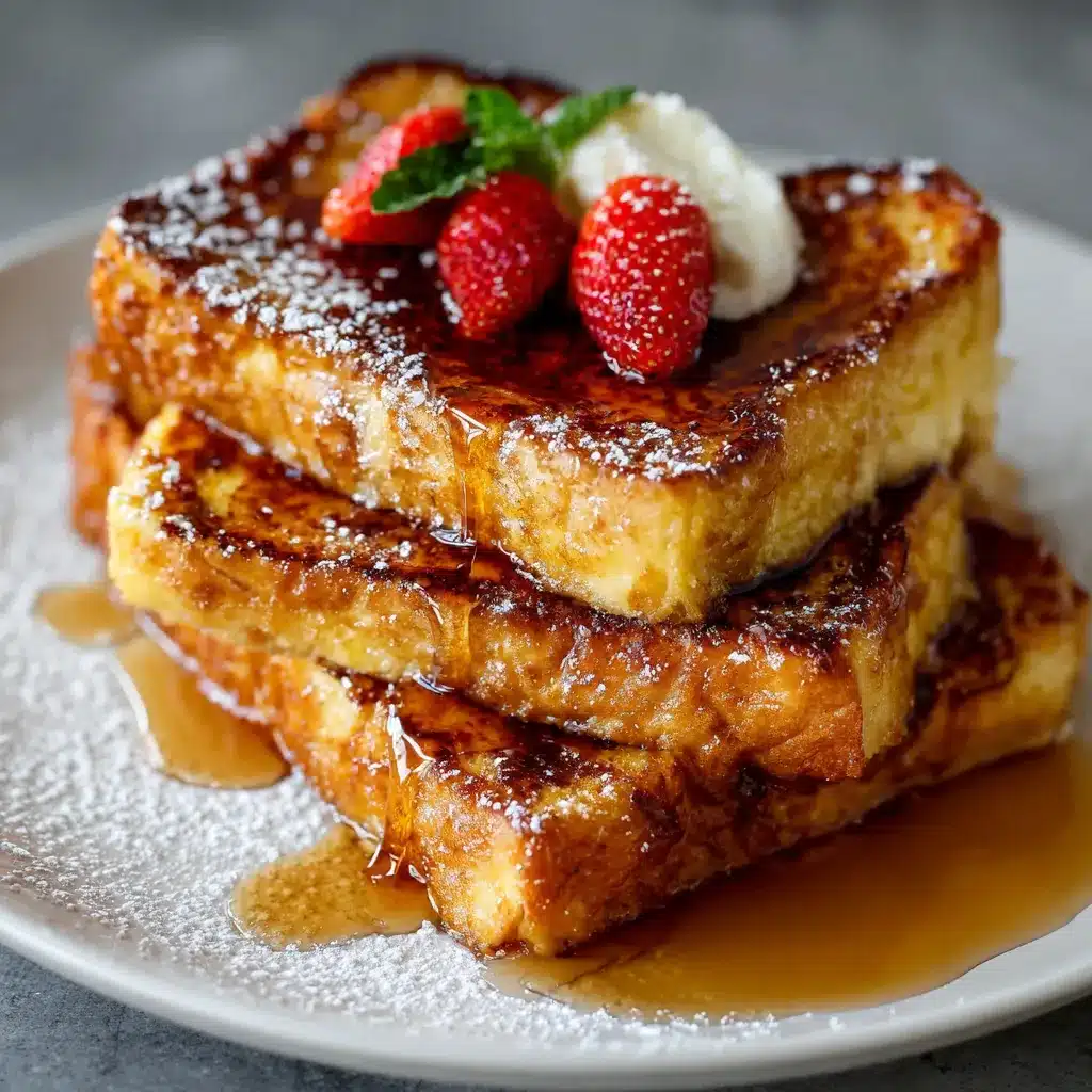 Crème Brûlée French Toast with caramelized sugar topping on a plate