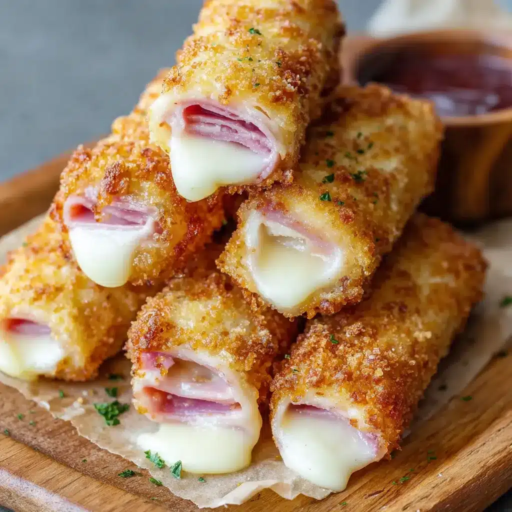 Golden, flaky baked ham and mozzarella cheese sticks twisted in puff pastry and sprinkled with sesame seeds and oregano.