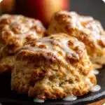 Golden Apple Pie Biscuits filled with cinnamon-spiced apples and drizzled with vanilla glaze.