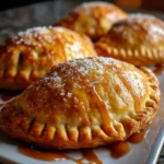 Golden Air-Fryer Apple Pies – mini hand pies with flaky crust and cinnamon apple filling fresh from the air fryer basket