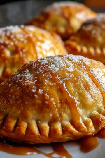 Golden Air-Fryer Apple Pies – mini hand pies with flaky crust and cinnamon apple filling fresh from the air fryer basket