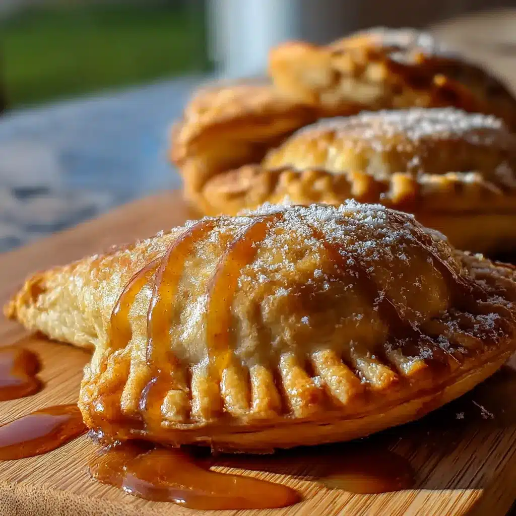 Golden Air-Fryer Apple Pies – mini hand pies with flaky crust and cinnamon apple filling fresh from the air fryer basket