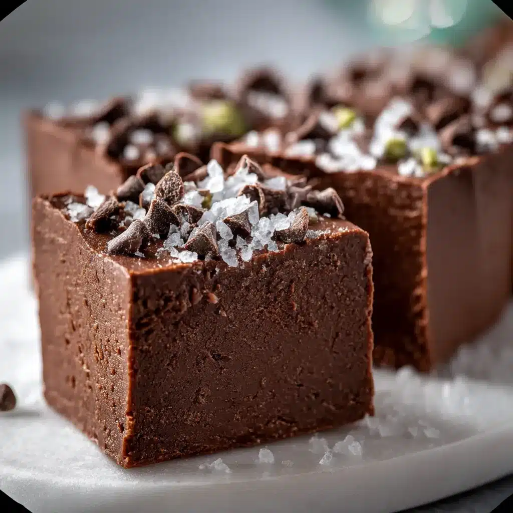 A batch of healthy no-bake cottage cheese chocolate fudge cut into small squares on parchment paper.