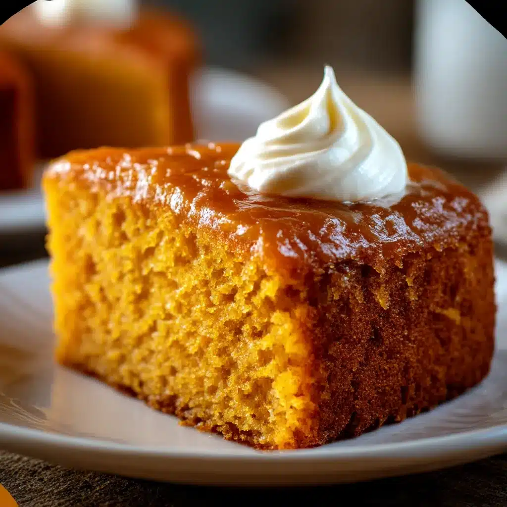Slice of moist sweet potato butter cake with warm cinnamon spices on a rustic plate