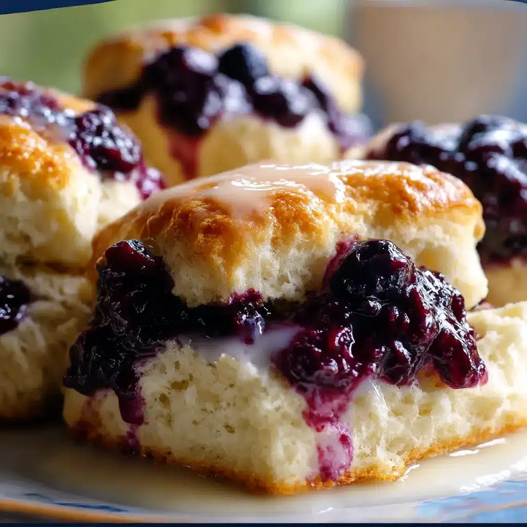 Blueberry butter swim biscuits baked in butter with golden edges and juicy blueberries