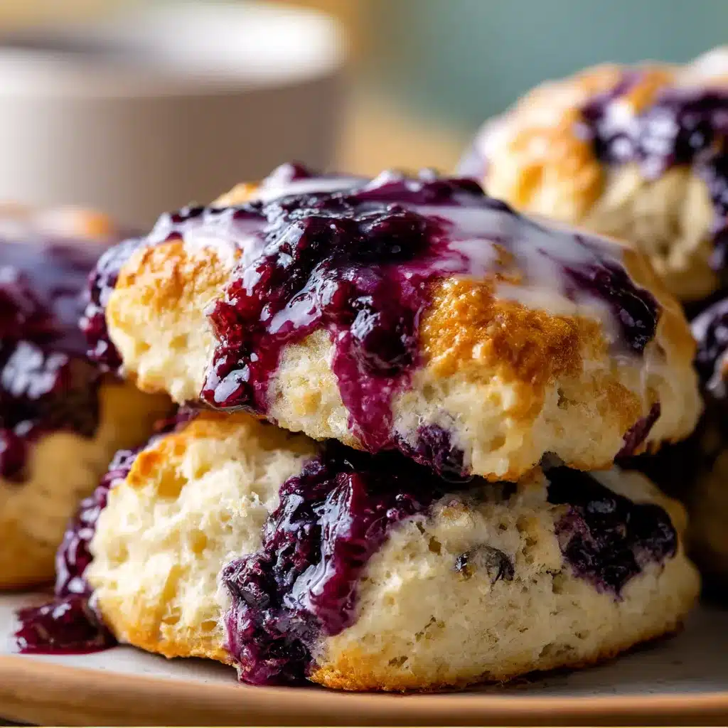 Blueberry butter swim biscuits baked in butter with golden edges and juicy blueberries