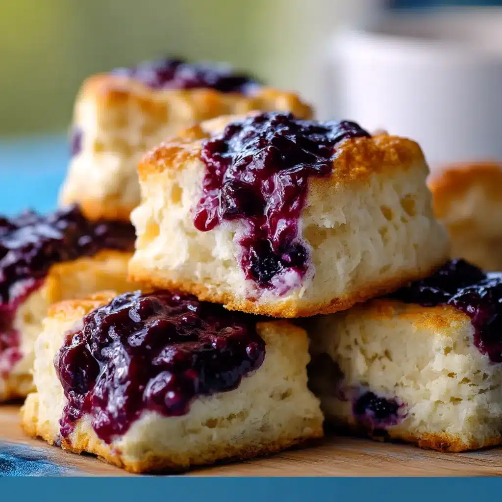 Blueberry butter swim biscuits baked in butter with golden edges and juicy blueberries