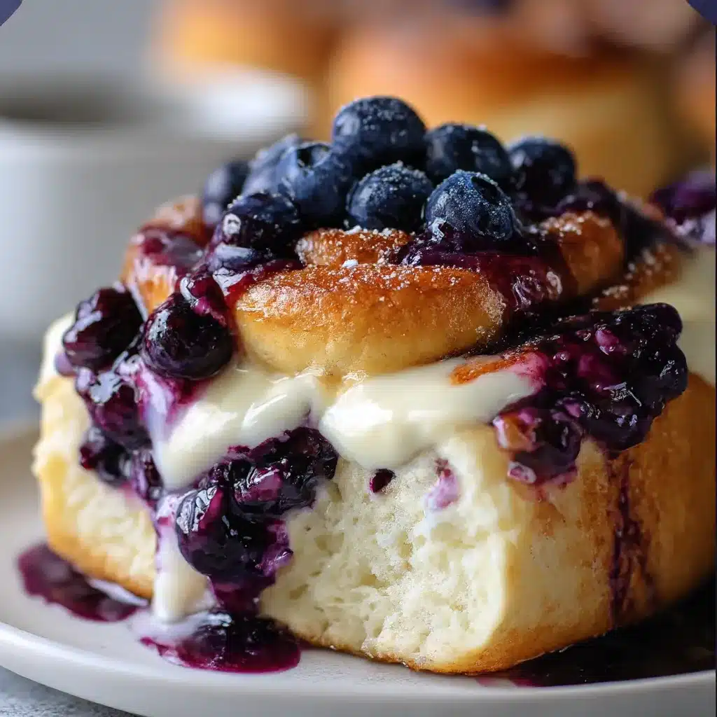 Warm Blueberry Cheesecake Rolls with Flaky Crescent Dough on a White Plate
