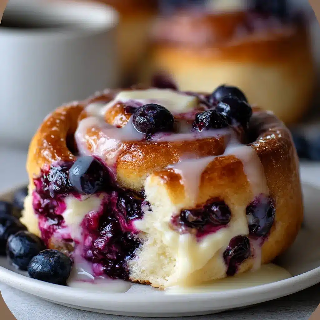 Warm Blueberry Cheesecake Rolls with Flaky Crescent Dough on a White Plate