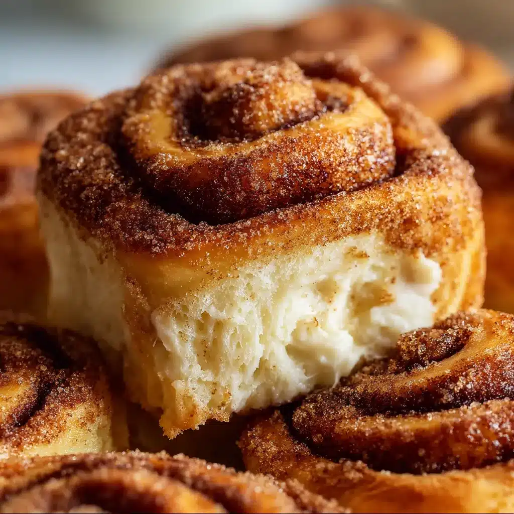 Cinnamon Sugar Cream Cheese Rolls fresh from the oven with vanilla glaze.