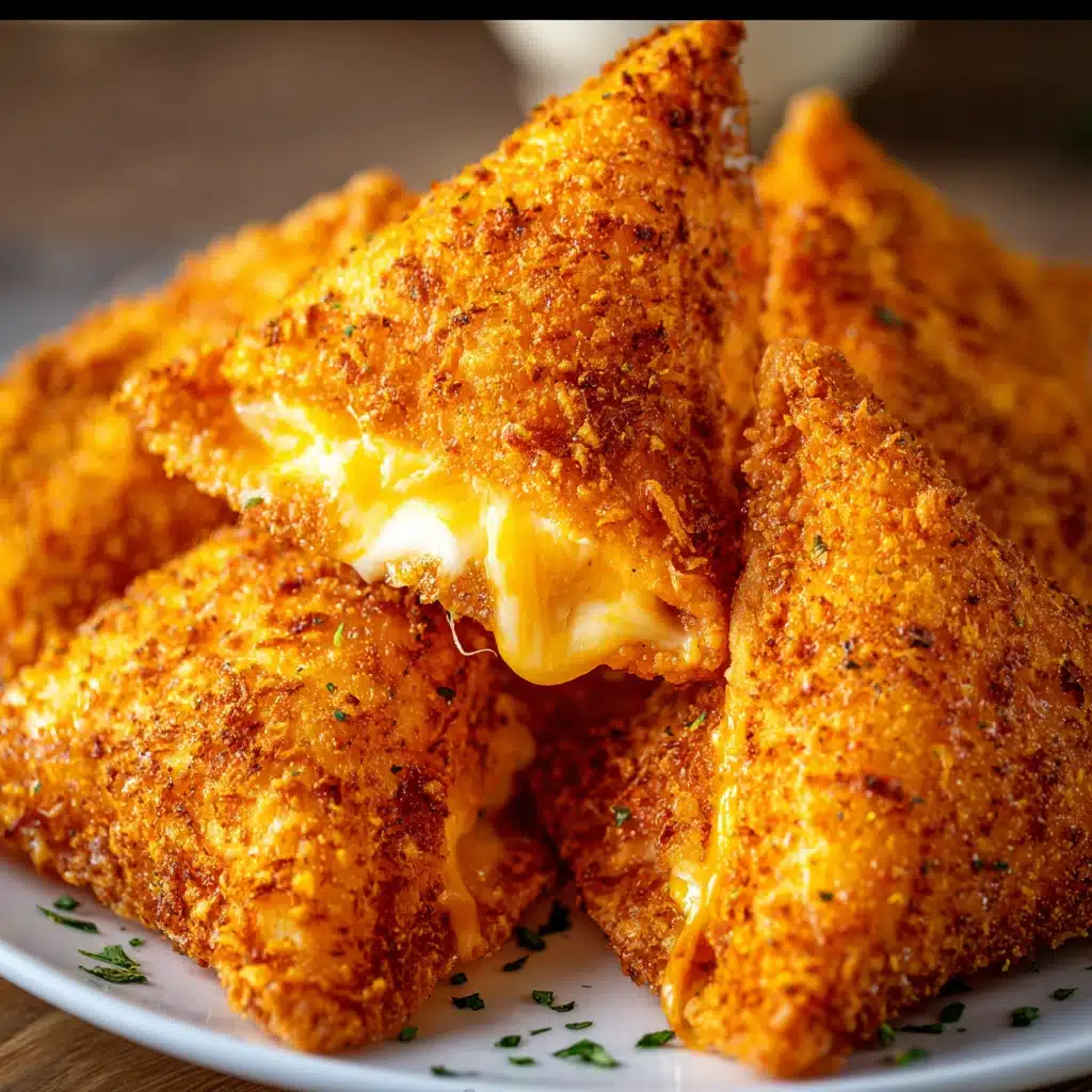 Golden fried cheese stuffed Doritos balls with crispy Doritos coating served with dipping sauces