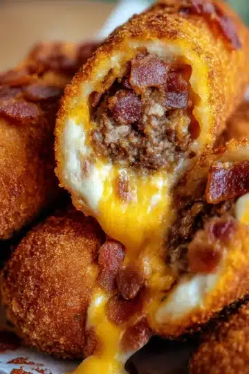 Deep-Fried Ranch Bacon Cheeseburger Corn Dogs with crispy golden coating