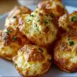 Crispy baked leftover mashed potato cheese puffs with golden edges