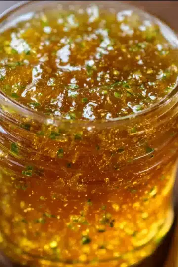 Lemon Zest Jalapeño Shine Jelly in a glass jar with fresh lemons and sliced jalapeños