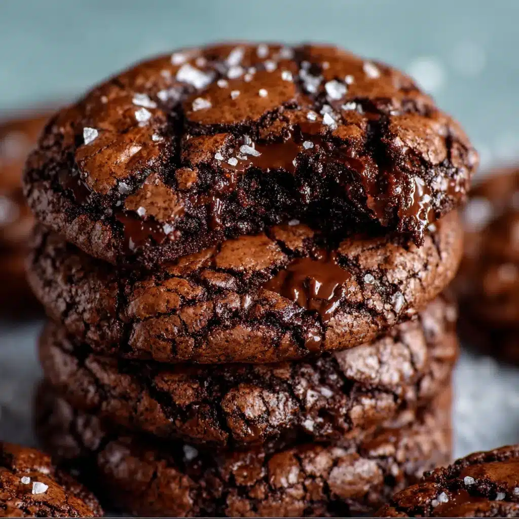 Magic Brownie Cookies with crackled tops and fudgy chocolate centers on a baking tray