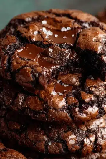 Magic Brownie Cookies with crackled tops and fudgy chocolate centers on a baking tray