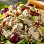 Old-Fashioned Southern Chicken Salad served in a bowl with celery and sweet pickle relish