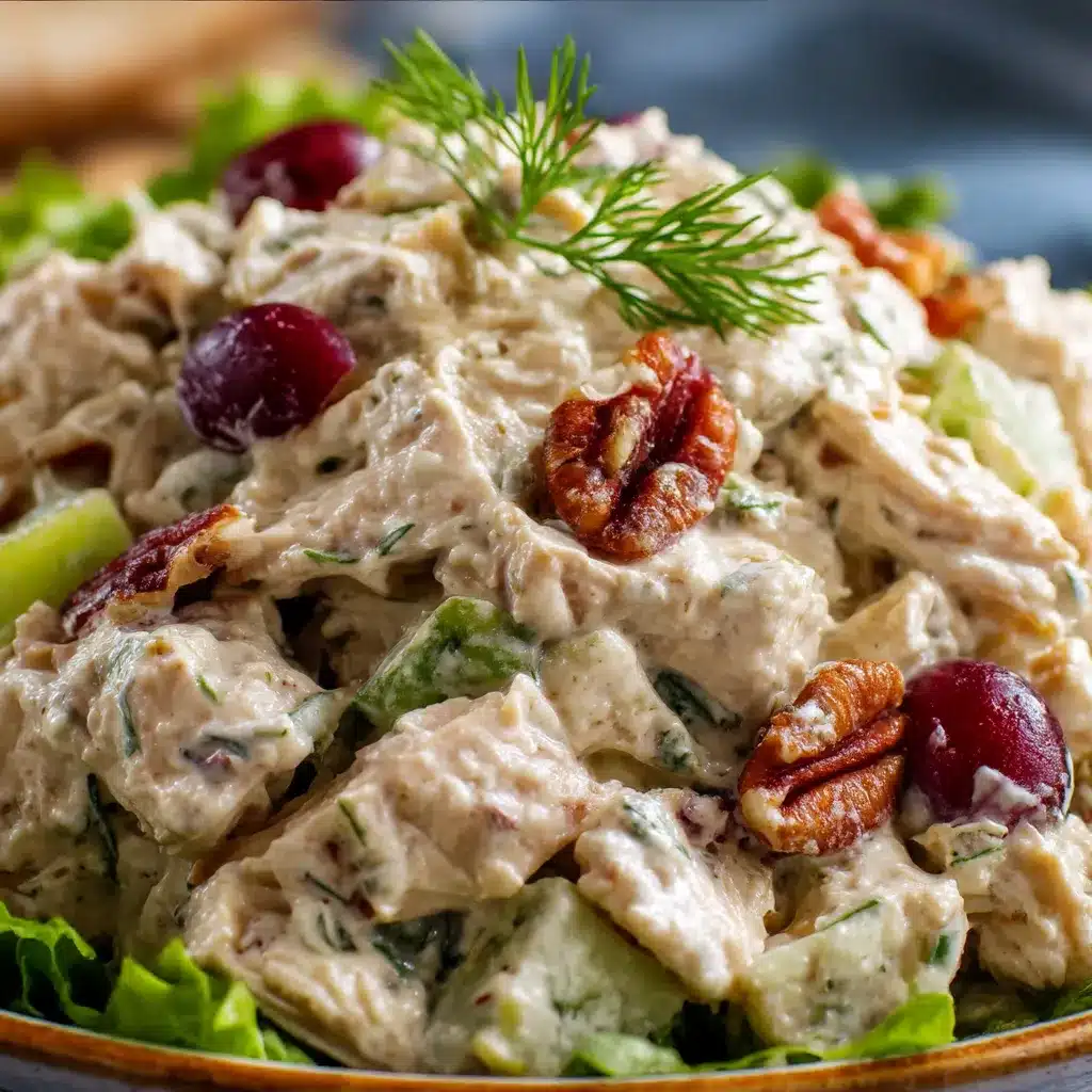 Old-Fashioned Southern Chicken Salad served in a bowl with celery and sweet pickle relish