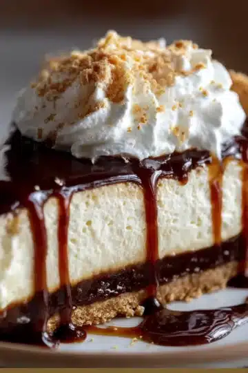 Root Beer Float Pie with whipped cream and maraschino cherries in a graham cracker crust