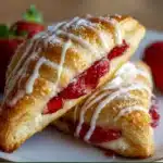 Strawberry Cheesecake Turnovers — golden puff pastry triangles with strawberry cheesecake filling