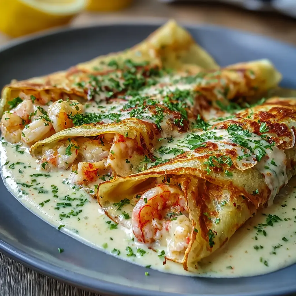Seafood Crepes with Béchamel Sauce