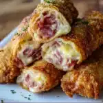 Crispy Reuben Egg Rolls with corned beef and Swiss cheese served with Thousand Island dipping sauce