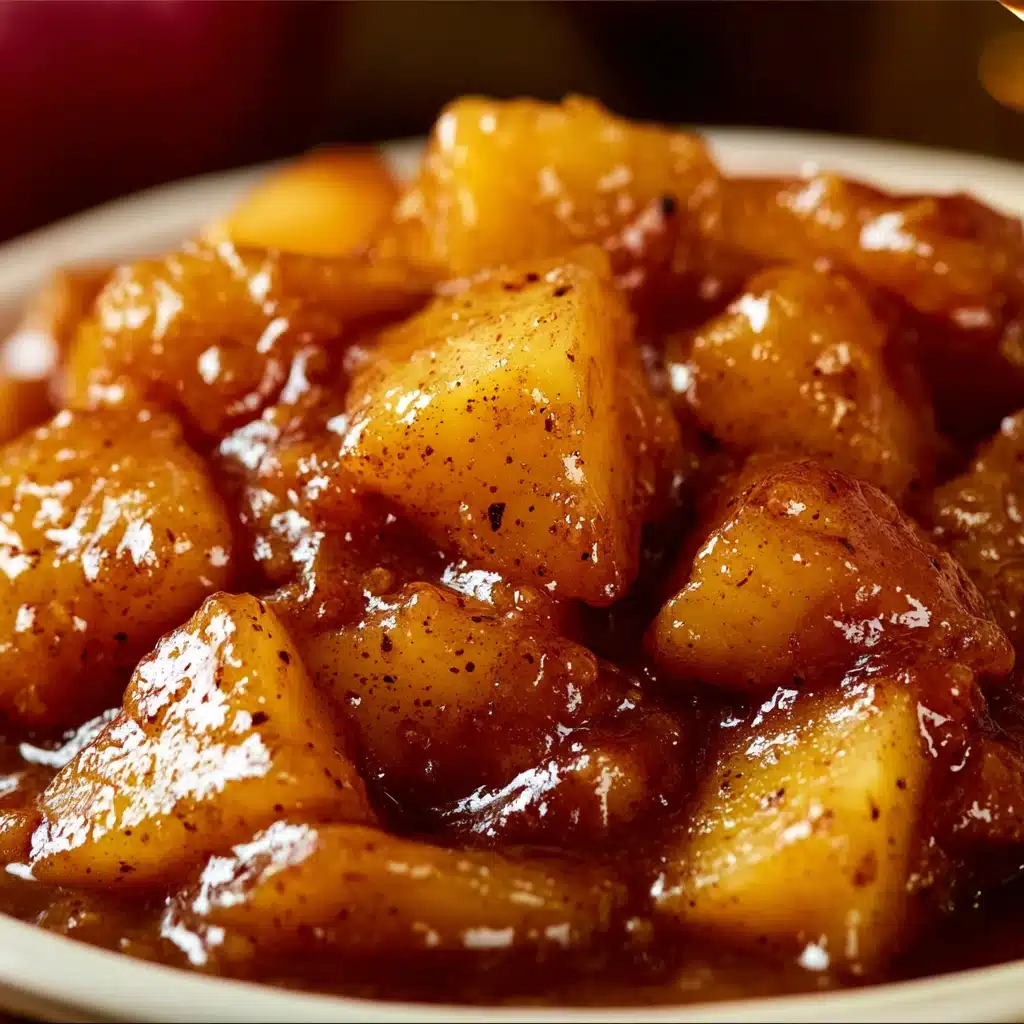 Slow cooker filled with warm cinnamon-spiced Cracker Barrel-style fried apples