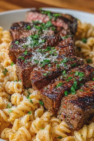 Garlic Butter Steak with Cajun Pasta