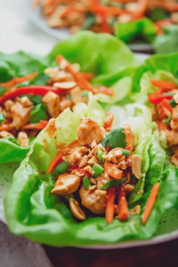 Peanut Chicken Lettuce Wraps