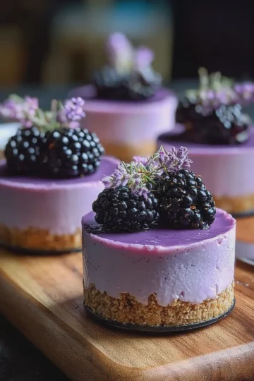 Luscious Blackberry Lavender Cheesecakes