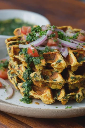 Palak Tofu Waffles