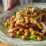 Garlic Vinegar Chickpeas with Crispy Potato Strips