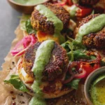 Crispy Sesame Falafel Melts with Garlicky Green Tahini