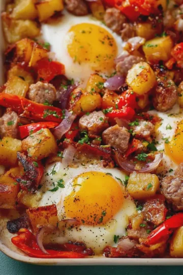 Baked sausage breakfast hash
