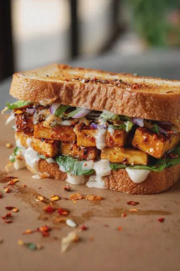 Toasted Garlic Chili Coconut Tofu Sandwich